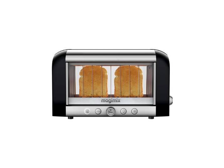 Toaster Magimix Vision 111540 , silber (schwarz, silberfarben), B:18cm H:22,5cm T:39,5cm, Toaster, Sichtkontrolle, Toaster