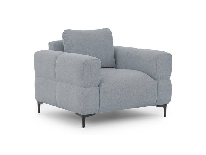 S-Style Sessel Cardea in Bubble-Optik aus weichem Grau Strukturstoff mit hohem Sitzkomfort, Echtholz, Teilmassiv,Birke, Buche, Füllung: Polyetherschaumkern,Polyetherschaumkern, 102x80x97 cm, Wohnzimmer, Sessel, Polstersessel