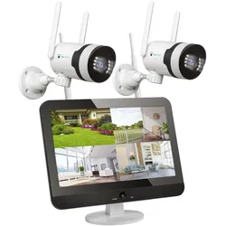 LUVISION Dual WLAN PTZ Überwachungssystem mit Monitor 5MP, Mikrofon, Sirene, Nachtsicht, KI Bewegungsverfolgung 2 Kameras