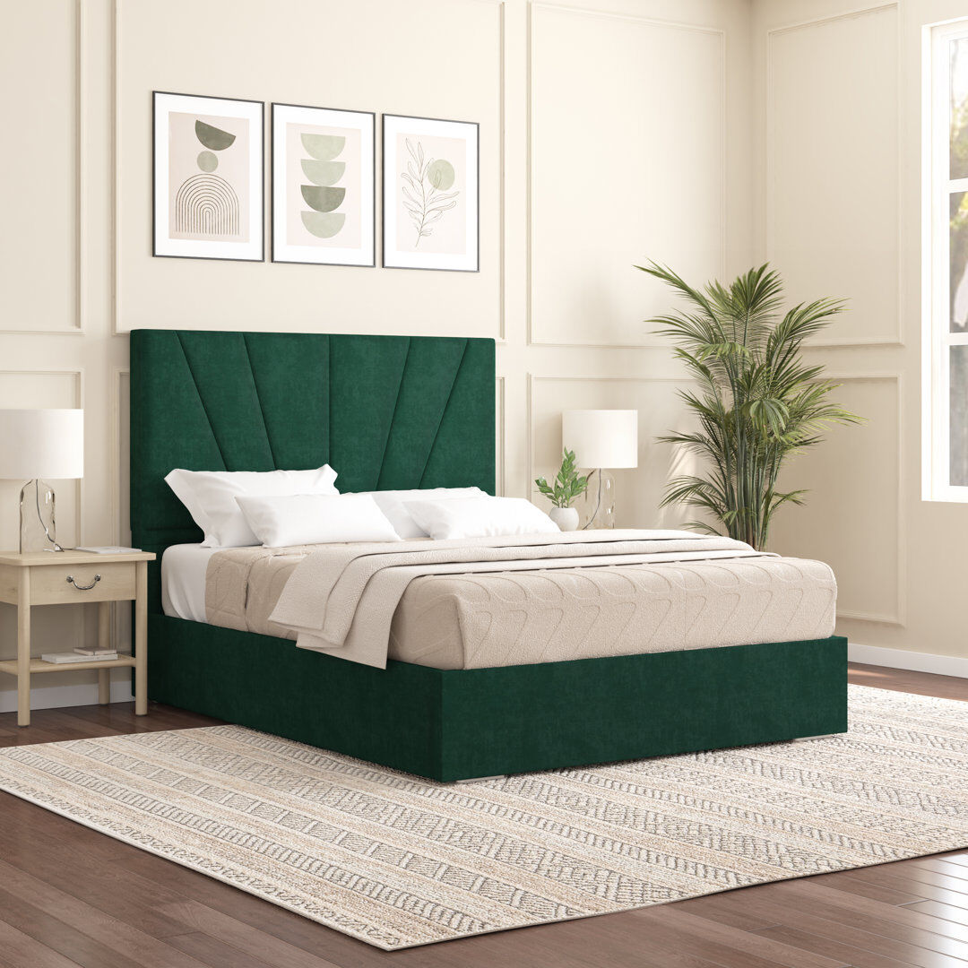 Canora Grey Alahnna Upholstered Bed Frame Emerald Single (3')