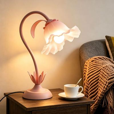 Value Selection Lily Of The Valley Flower Table Lamp With 3 Color Bedside Reading Light pink
