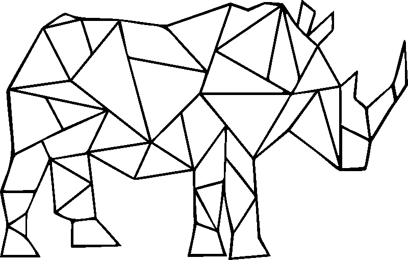 Ambiance-sticker Sticker origami rhinocéros design
