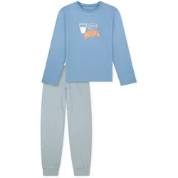 Schiesser Kinder-Pyjama - Mädchen - Gr. 140 - blau/print