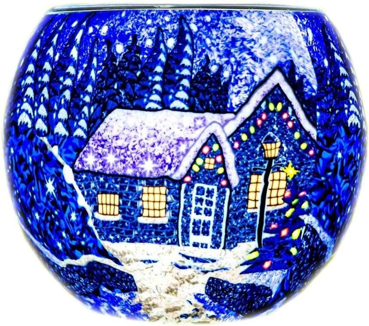 Glazen Kerst Theelichthouder - Winter Wonderland Decoratie