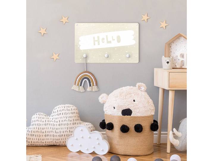 Patère enfants Hello 40 x 25 x 1cm Blanc/Blanc