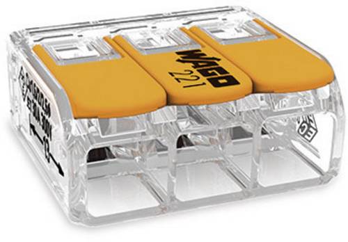 WAGO 221-613 221 Verbindungsklemme flexibel: 0.5-6mm² starr: 0.5-6mm² Polzahl: 3 Transparent, Orange