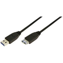 LogiLink USB-Kabel USB 3.2 Gen1 USB-A Stecker, USB-A Buchse 3.00 m Schwarz doppelt geschirmt CU0043