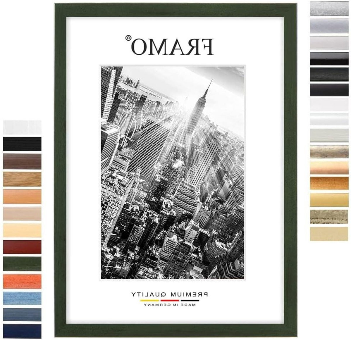 Handgemaakte houten fotolijst Made Germany - Groen geveegd - 35 x 45 cm