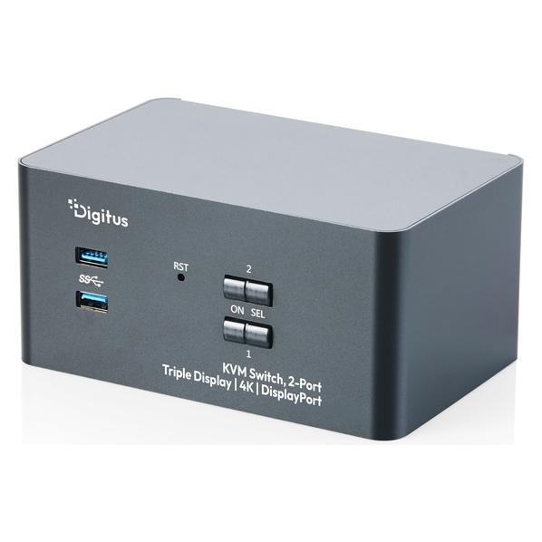 Digitus KVM-Switch, 2-Port, Triple Dispay 4K, Displayport Output (DS-12864)