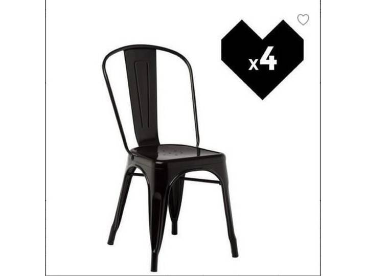 Chaise OHMG lot de 4 avec dossier amovible noir - Cuisine - Fonte - Métal - 85*45*45cm