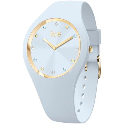 Quarzuhr ICE-WATCH "ICE cosmos - Small+ - 2H (colour stones)", blau (hellblau, hellblau), Armbanduhren, Damen, hellblau, Quarzuhr, Armbanduhr, Damenuhr, Silikonarmband, analog