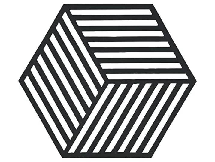 ZONE DENMARK Hexagon Dessous de Plat en Silicone Noir 16 x 14 cm
