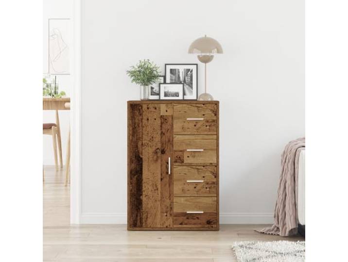 JHQHSM Rustikales Sideboard aus massivem Altholz 80x40x40 cm Holzwerkstoff mit Vintage-Look für Wohnzimmer Esszimmer Stauraum langlebig rustikale abgenutzte Oberfläche vielseitig