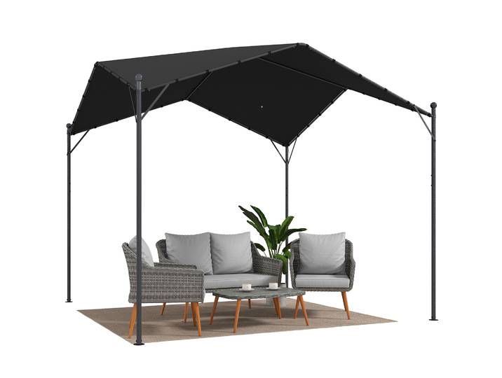 Pergola de jardin Outsunny 3x3 m avec toit incliné et auvent UPF30+ gris foncé