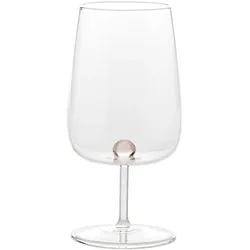 Zafferano Bilia handgefertigte Weingläser aus Borosilikatglas, 6er-Set, rosa, mit dekorativer Kugel am Boden, elegantes und robustes Design