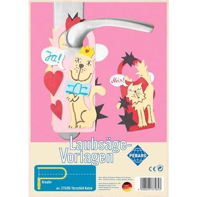 PEBARO 375/8S - Laubsägevorlage Türschild Katze, 1 Platte, Größe DIN A4
