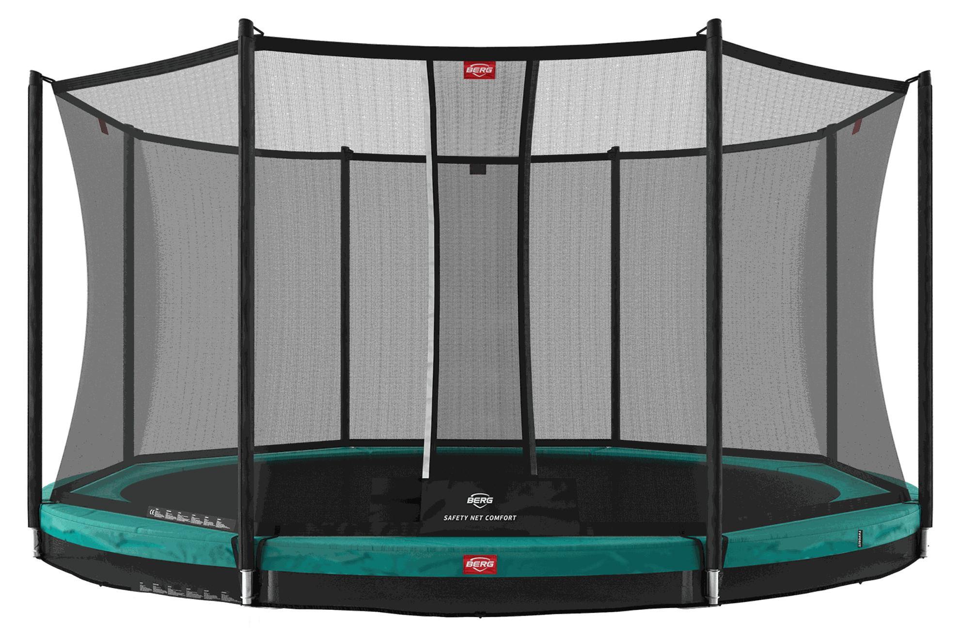 BERG Bodentrampolin Favorit InGround 430 + Sicherheitsnetz Comfort Grün