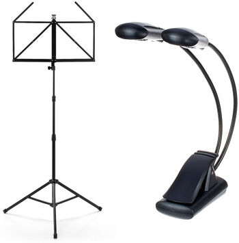 K&M 10065 Music Stand Lamp Bundle Noir