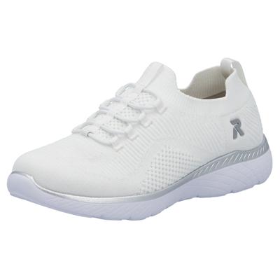 Slip-On Sneaker RIEKER SPORT, Damen, Gr. 38, weiß, Textil, Schuhe Sneaker, Slipper, Freizeitschuh, Schlupfschuh mit Elastik-Einstieg