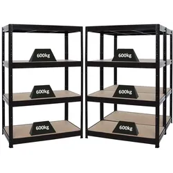 PROREGAL Mega Deal 3er-Sparset Profi-Schwerlastregal DINO HxBxT 180x120x60cm Fachlast 600kg Schwarz, Kellerregal, Steckregal, Garagenregal