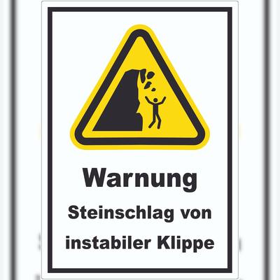 HB-Druck Aufkleber Warnung Steinschlag instabile Klippe A2 (420x594mm)