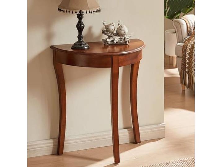 Yclty Halbmond-Konsolentisch, Sofatisch Aus Massivholz, Halbrunde, Traditionelle Vintage-Deko-Möbeltische für Eingangsbereich, Flur, Wohnzimmer, 25,3 B X 13,5 T X 28 H