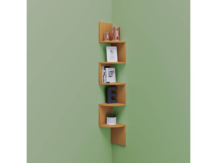 Eck-Wandregal Mintis Spanplatte, beschichtet Holz/Braun/Buche Dekor 20 x 124 x 20cm