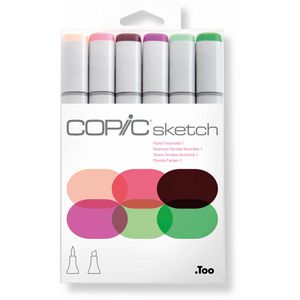 COPIC Layoutmarker Sketch Set Floral Favorite 1, farbig sortiert, 6 Stück