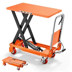 VEVOR Hydraulischer Hubtischwagen 500kg Belastbare Hebebühne 900mm Hubhöhe, Scherenhubtisch zum Transport für Werkstatt Lager & Baustelle, Stahlkonstruktion, Einzelschere, mit 4 Rädern & Klappgriff