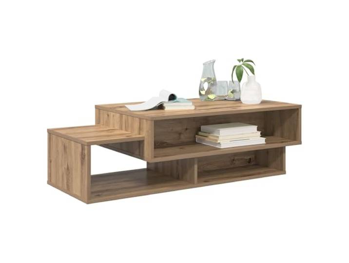 KTHLBRH Couchtisch, rechteckig, 105 cm, Eiche Mehrschichtiges Holz, 3 Etagen, minimalistisches Design, einfache Pflege, für Wohnzimmer