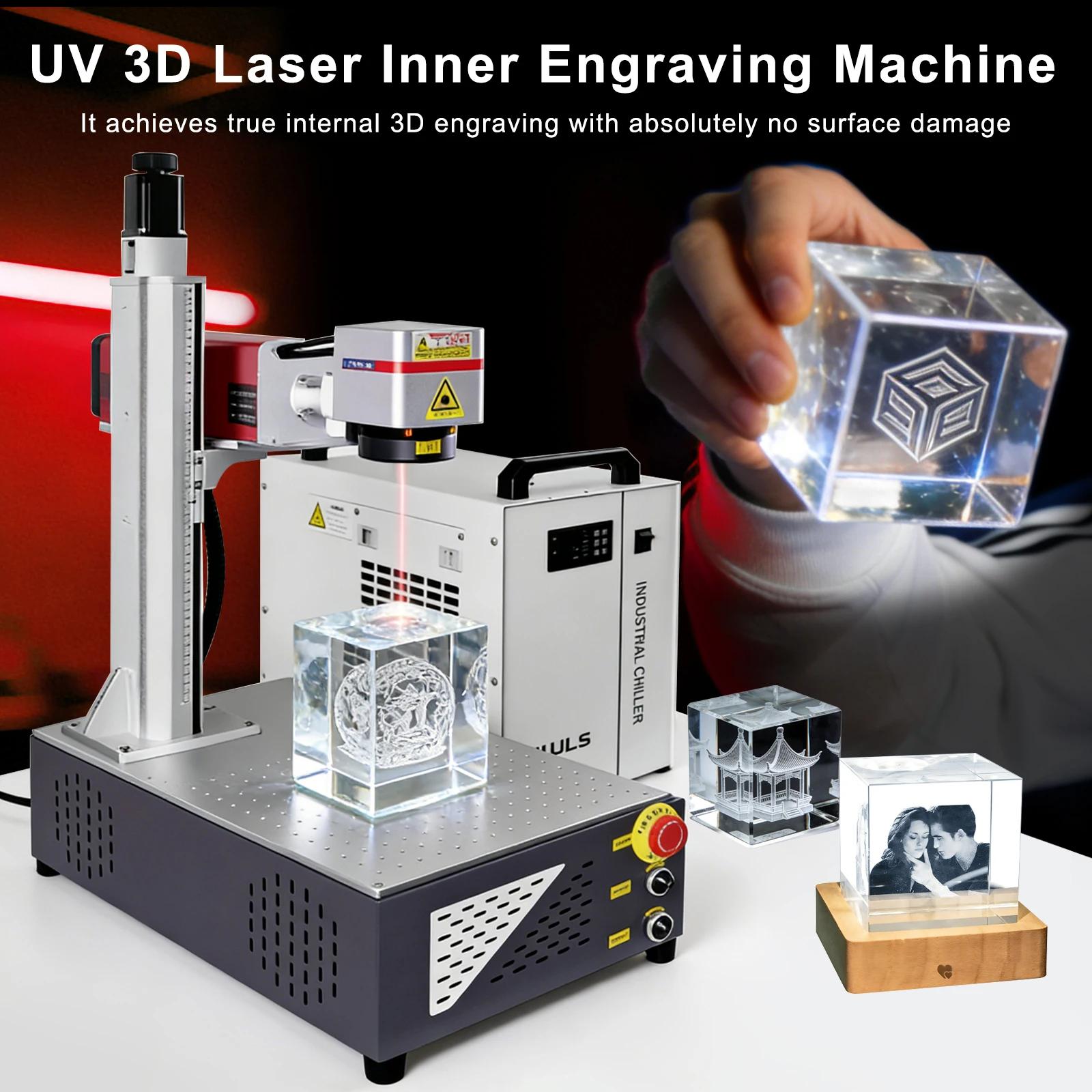 3D-UV-Lasermarkiermaschine - 10-W-UV-Lasermarkierer - Handgeführt - Mobil - Für Kristall, Schmuck, Metall und Holz