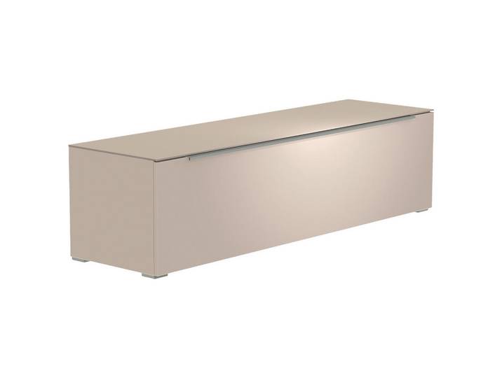 Moderano Lowboard, Alu, Sand, Kunststoff, 2 Fächer, 160x43x45 cm, Beimöbel erhältlich, Abdeckplatte aus Glas, Wohnzimmer, Wohnwände, Lowboards