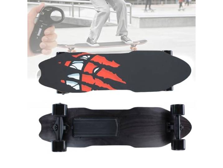 Elektrisches Skateboard mit Fernbedienung, wasserdichtes Longboard-Skateboard, 7-lagiges Ahornholz, 15 km Reichweite, 25 km/h Höchstgeschwindigkeit, für Anfänger und Erwachsene, ideal für Fahrten B