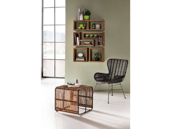 Sessel SIT Rennes Rattan-Sessel mit Armlehnen & stabilem Metallgestell , schwarz, B:75cm H:113cm T:84cm, Sessel, Sessel, Handgefertigter Rattan-Sessel mit geschwungenen Armlehnen