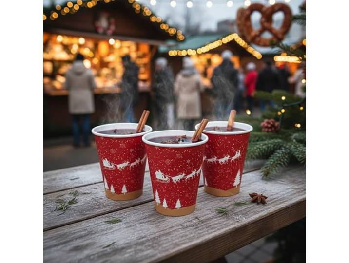 cwpack 1000 Glühweinbecher, Kaffebecher, Einwegbecher Coffee to Go Becher PappbecherWeihnachten EXKLUSIV