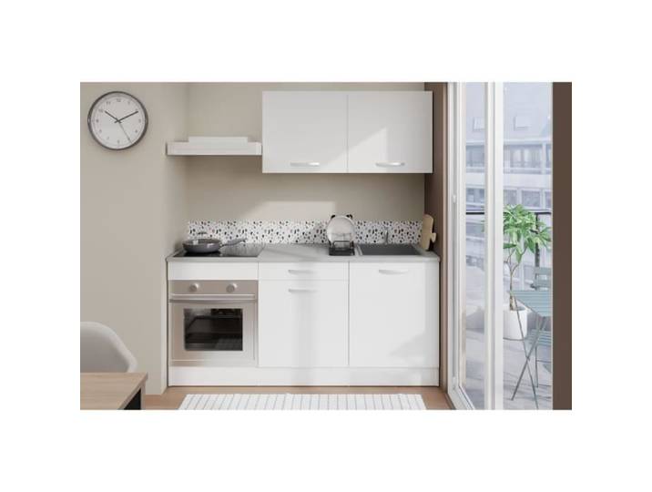 Cuisine complète OSLO - L 180cm - Blanc Mat - Plan de travail inclus