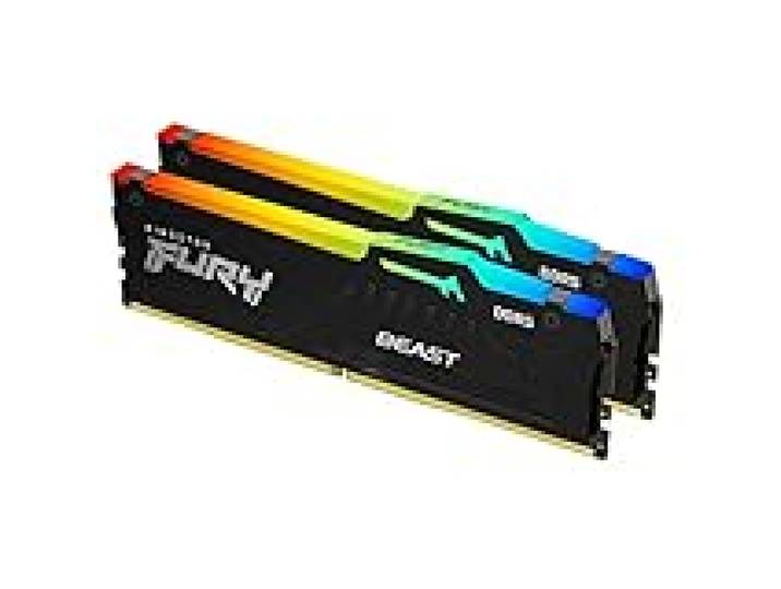 Kingston FURY Beast Noir RGB 32Go (2x16Go) 5200MT/s DDR5 CL40 DIMM Mémoire pour PC de Gamer Kit de 2 Intel XMP - KF552C40BBAK2-32
