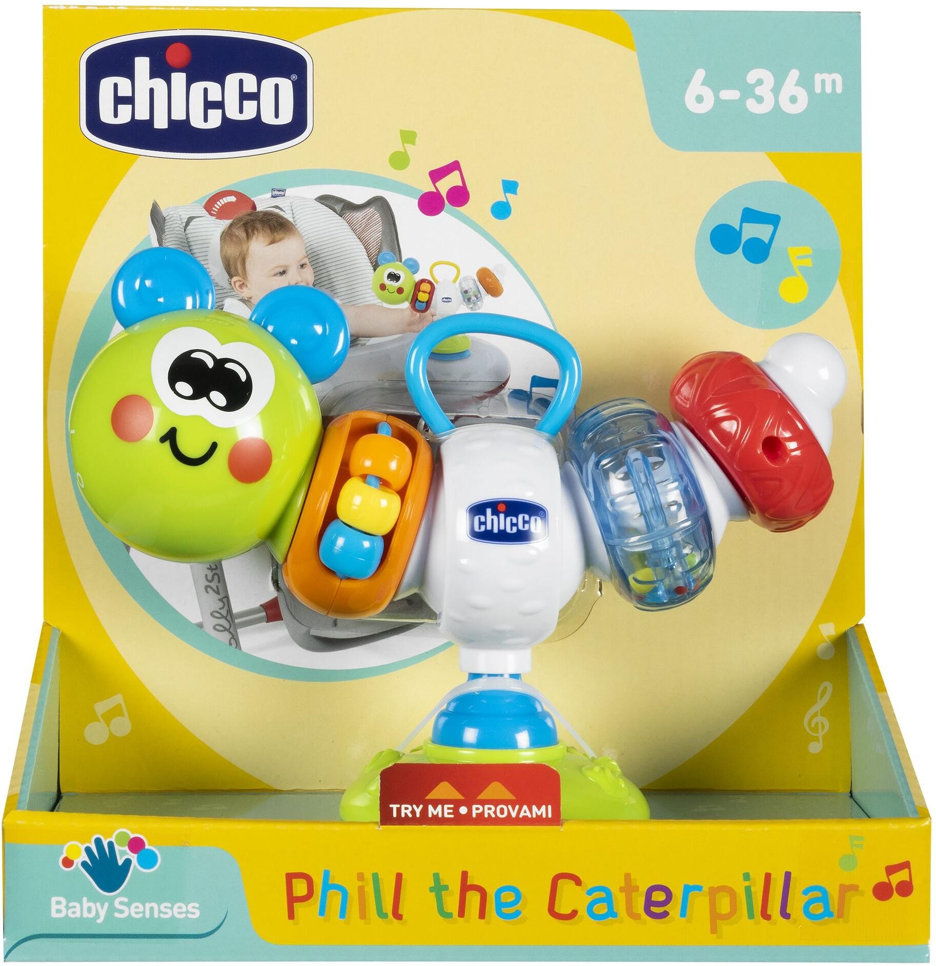 Hochstuhl CHICCO "Phill Die Raupe", Baby, bunt, Kunststoff, Stühle Hochstuhl bunt Einheitsgröße