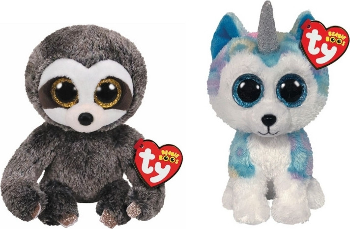 TY Beanie Boos Dangler Pluchen Dieren Luiaard & Helena Husky
