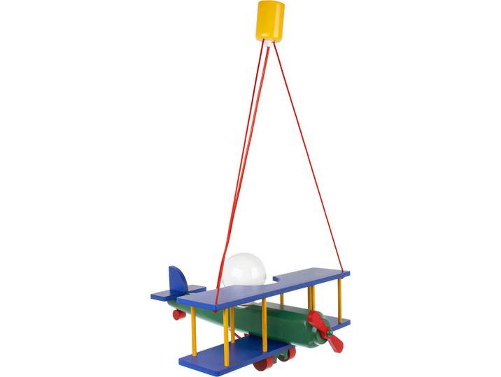 Kinderhängeleuchte Flugzeug, Mehrfarbig, Holz, Kiefer, 45x75x42 cm, Lampen & Leuchten, Innenbeleuchtung, Kinderzimmerlampen, Kinderhängeleuchten