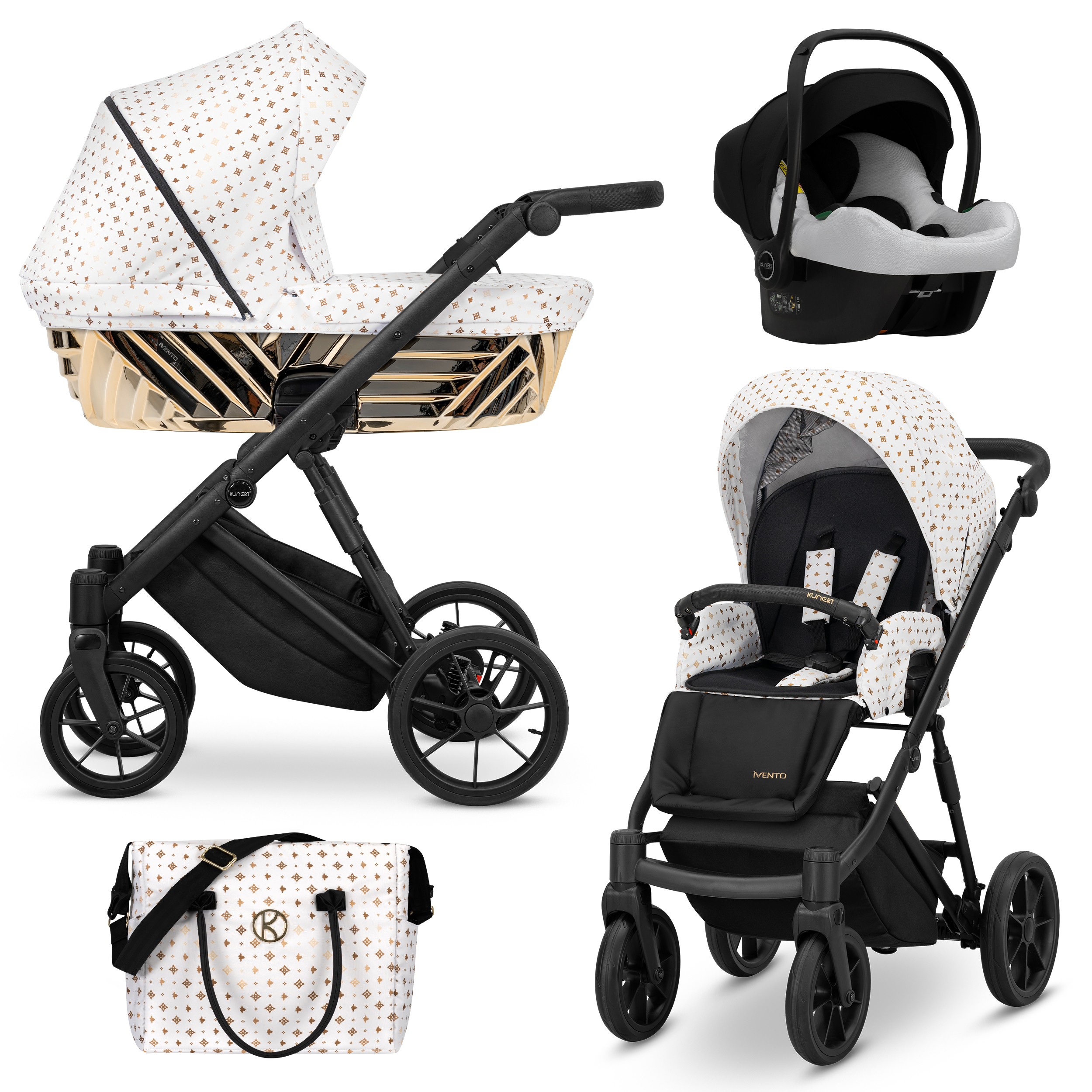 Kinderwagen Kunert Ivento Glam 3in1 - Farbe: White Style