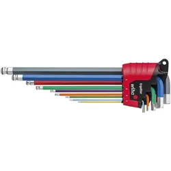 Wiha Stiftschlüssel Set im ErgoStar Halter Sechskant-Kugelkopf MagicRing 9-teilges Set farbig leuchtend in SB-Kartonverpackung - 43850