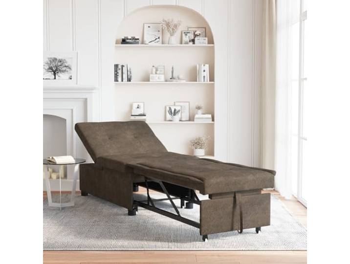HEFZGDB Armeegrünes Ausziehbares Sofa Bett 3-in-1 Design mit Faux Wildleder Bezug, Verstellbare Rückenlehne und Rollen für Einfache Positionierung, Robustes Metallgestell