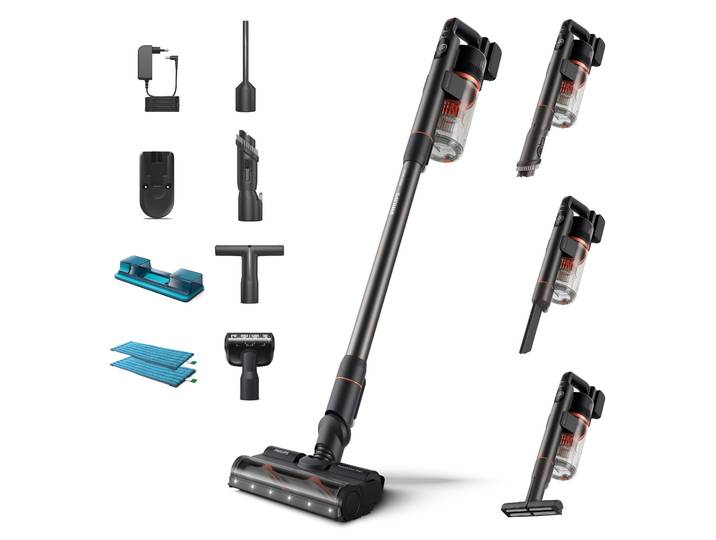 PHILIPS Nass-Trocken-Akkusauger XC7055/01 Aqua 7000 Series „Multitalent“ , rot (korallenrot), Akkusauger, mit bis zu 80 Minuten Laufzeit und aufsteckbarem Aqua-Modul, Nass-Trocken-Akkusauger