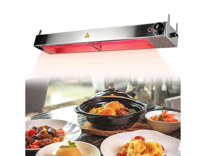 Aocay Edelstahl Lebensmittel Wärmelampe Küche Gastro (1Stück, 120cm) Kommerzielle Speisenwärmer Lampe für Küche, Buffets, Hängende Wärmelampe Küche für Essen Einstellbare Temperatur 30-85℃