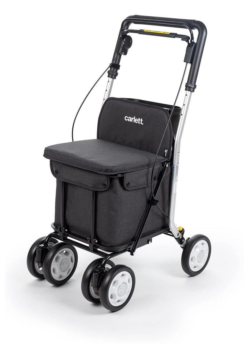 Einkaufstrolley Rollator Sitz - 29 l - Schwarz - Faltbar - Abnehmbare Einkaufstasche
