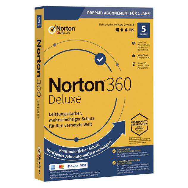 NortonLifeLock 360 Deluxe (5 User, 12 Monate) (2.1394996E7)