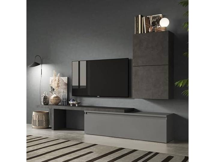 Wohnwand Wohnzimmer TV Modern Hängende Möbel Grau Infinity 52