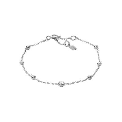 Silberarmband FOSSIL "Schmuck Geschenk Silber 925 Armschmuck GLITZ BY THE YARD", silber (silberfarben, kristallweiß, kristallweiß), Armbänder, Damen, 18,5cm, Silber 925 (Sterlingsilber), Silberarmband, mit Zirkonia (synth.)
