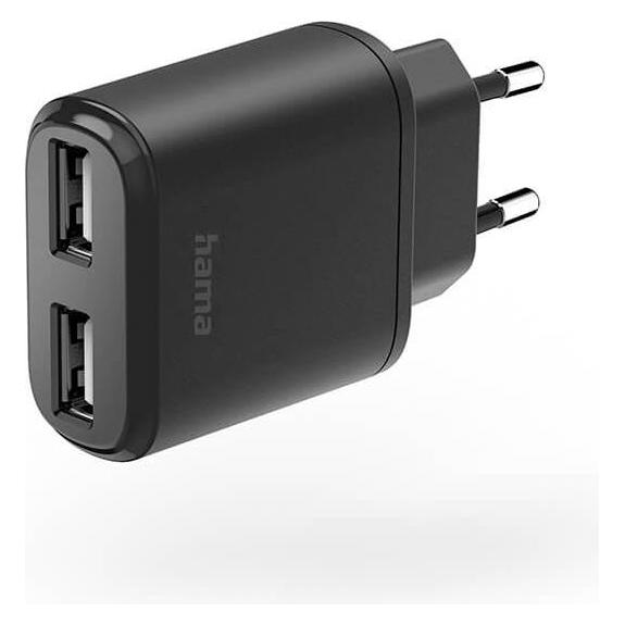 Hama Ladegerät, 2-fach USB, 12 W, Schwarz (12 W, 1 Port) (00201627)